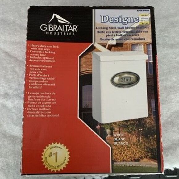 Gilbralter Industries White Designer Locking Wall Mount Mailbox *New* - Picture 2 of 5